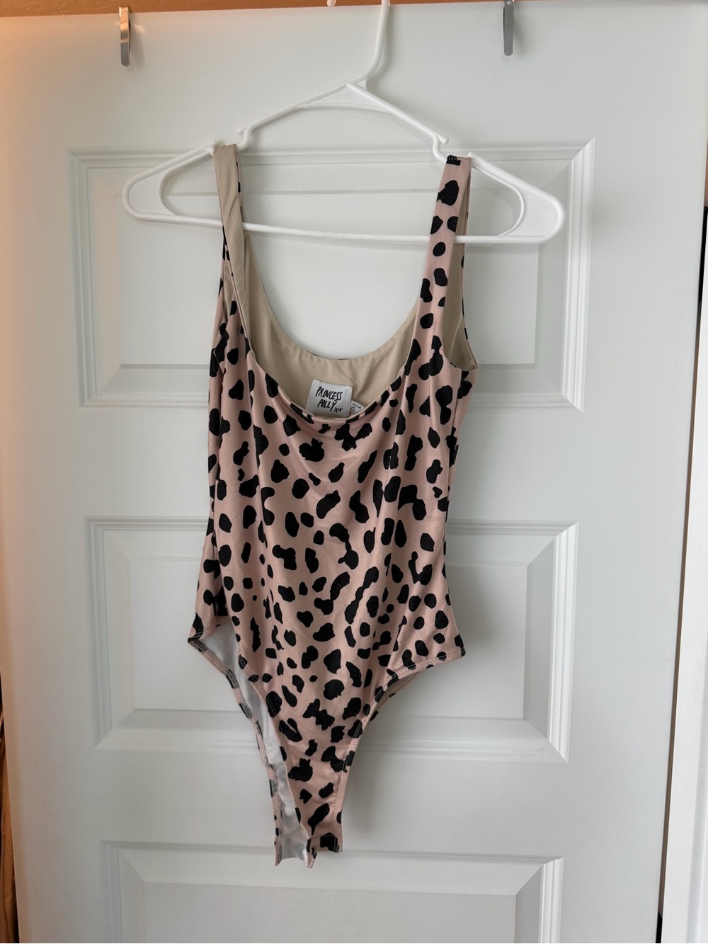 Princess Polly beige Leopard-Print Bodysuit with Black Spots